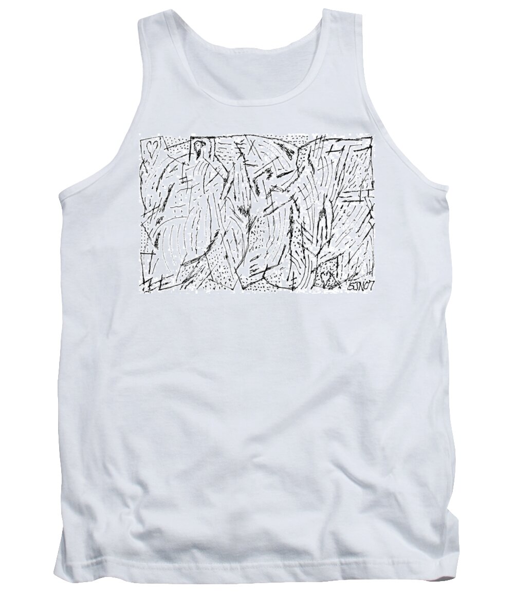 Mazes Tank Top featuring the drawing Alecs by Steven Natanson