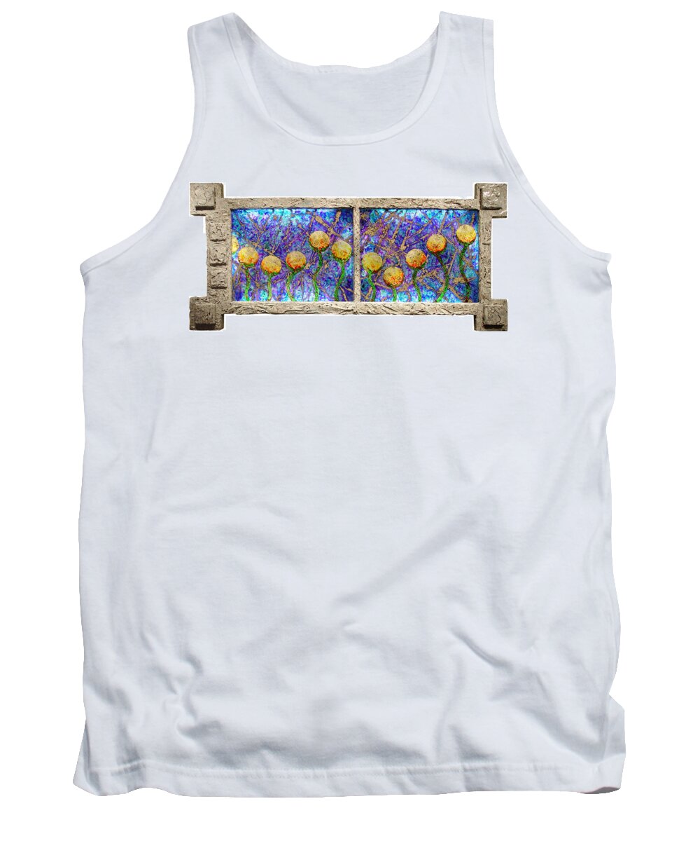 Hand Painted Glass Tank Top featuring the mixed media Alien Flowers by Christopher Schranck