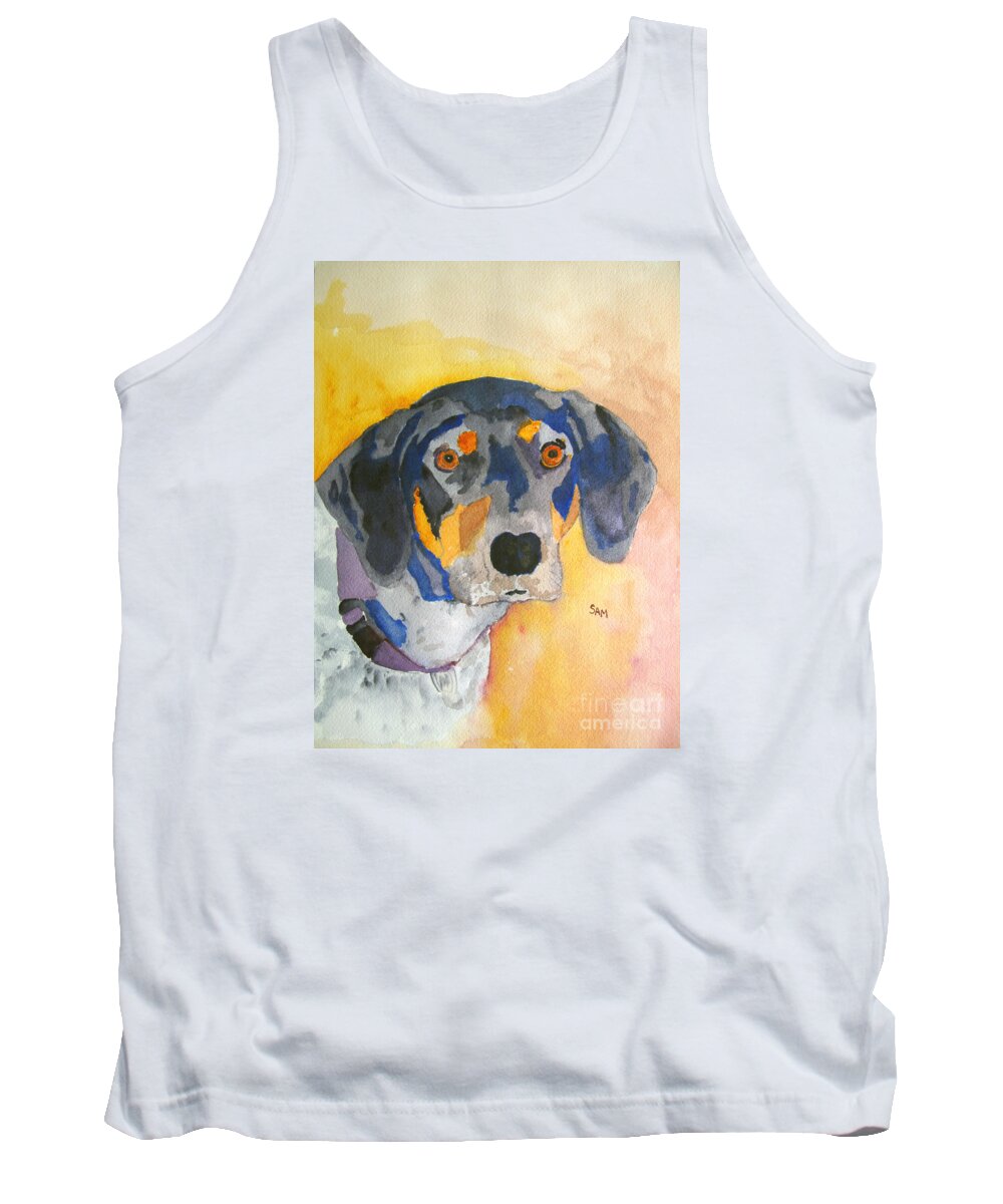 Dog Tank Top featuring the painting All Ears by Sandy McIntire