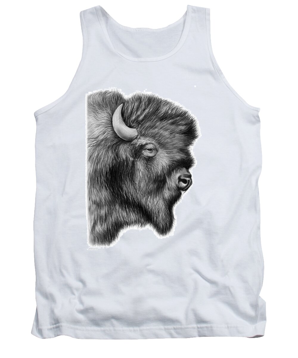 Bison Tank Top featuring the drawing American Bison by Greg Joens