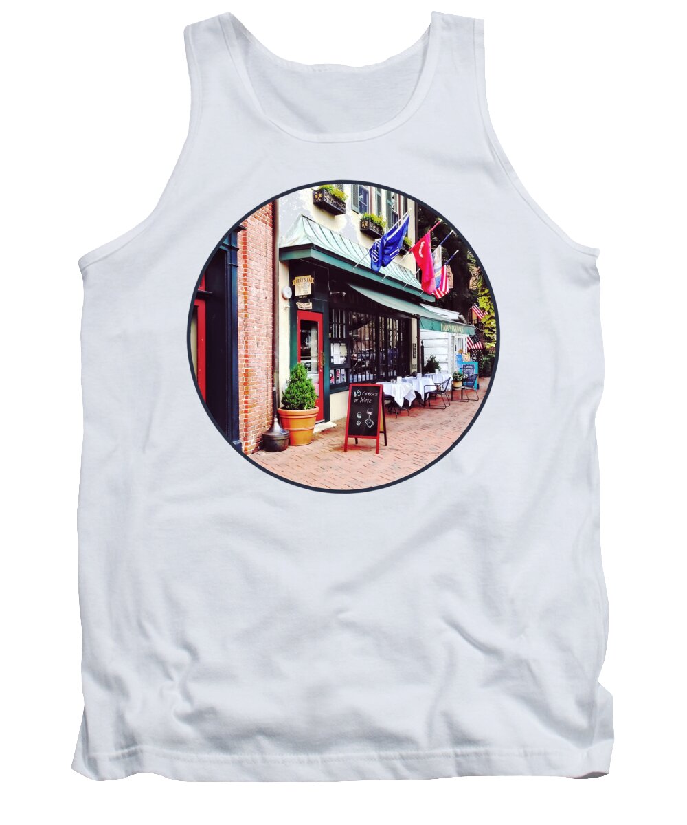 State Circle Tank Top featuring the photograph Annapolis MD - Restaurant on State Circle by Susan Savad