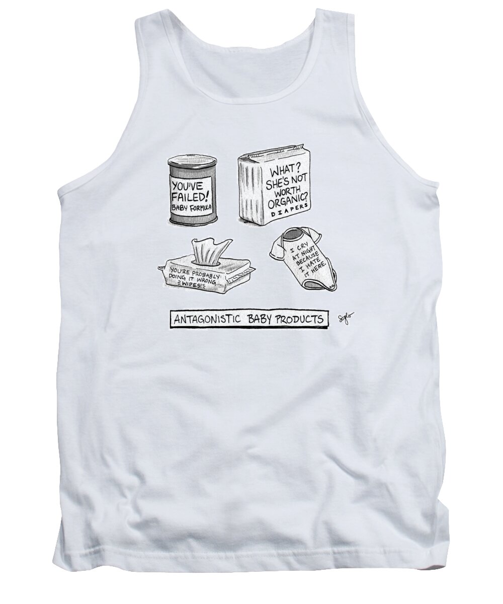 Antagonistic Baby Products Tank Top featuring the drawing Antagonistic Baby Products by Sophia Wiedeman