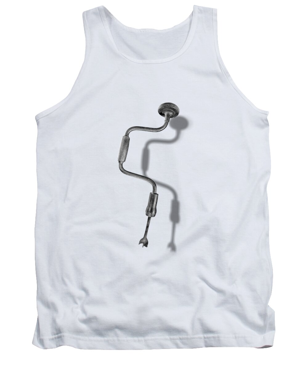 Antique Tank Top featuring the photograph Antique Bit Brace and Drill Bit in BW by Yo Pedro