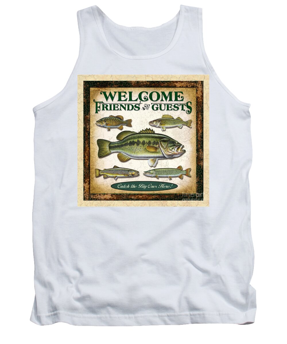 Jon Q Wright Tank Top featuring the painting Antique Lure Fish Panel three by JQ Licensing