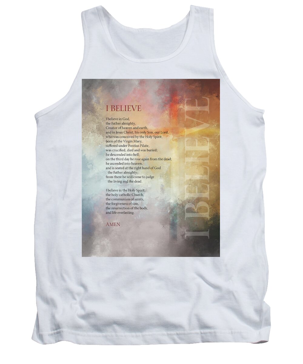 Religion Tank Top featuring the digital art Apostles Creed by Terry Davis