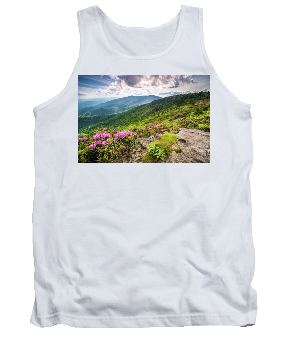 Spring Tank Top featuring the photograph Appalachian Trail NC TN Grassy Ridge Rhododendron Bloom by Robert Stephens