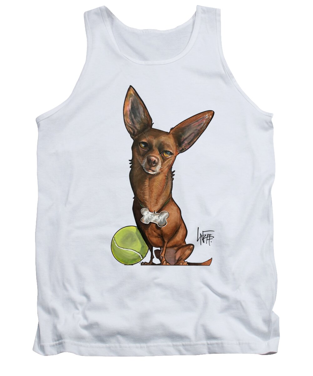 Dog Portrait Tank Top featuring the drawing Arizmendi 3544 by Canine Caricatures By John LaFree