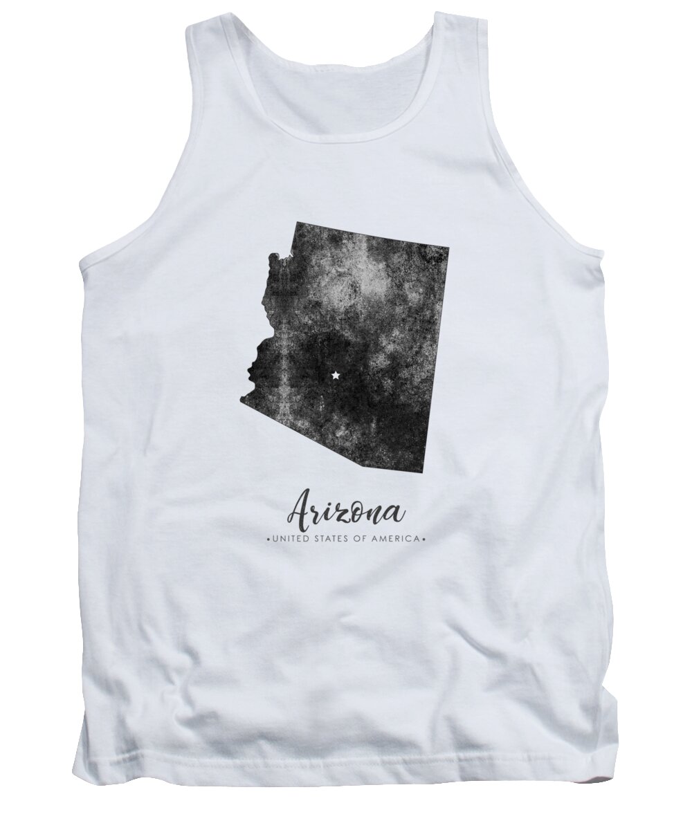 Arizona Tank Top featuring the mixed media Arizona State Map Art - Grunge Silhouette by Studio Grafiikka