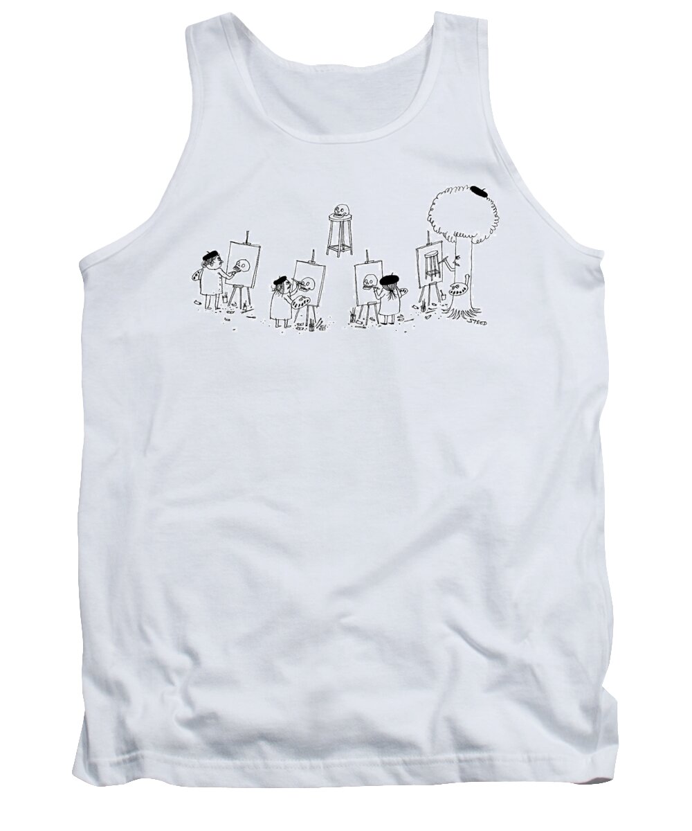 Tree Tank Top featuring the drawing Art Class by Edward Steed