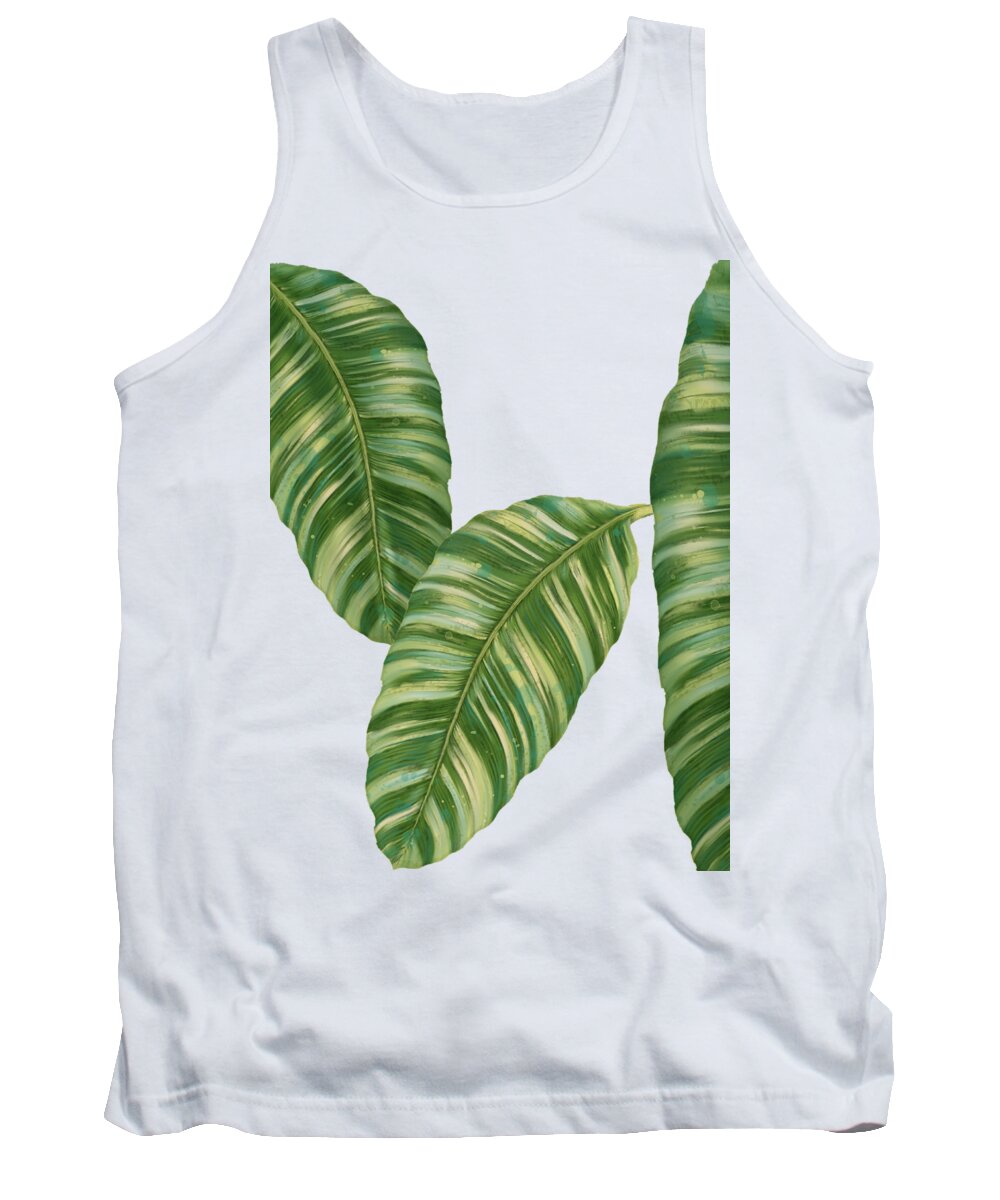 Tropical Tank Top featuring the painting Rainforest Resort - Tropical Banana Leaf by Audrey Jeanne Roberts