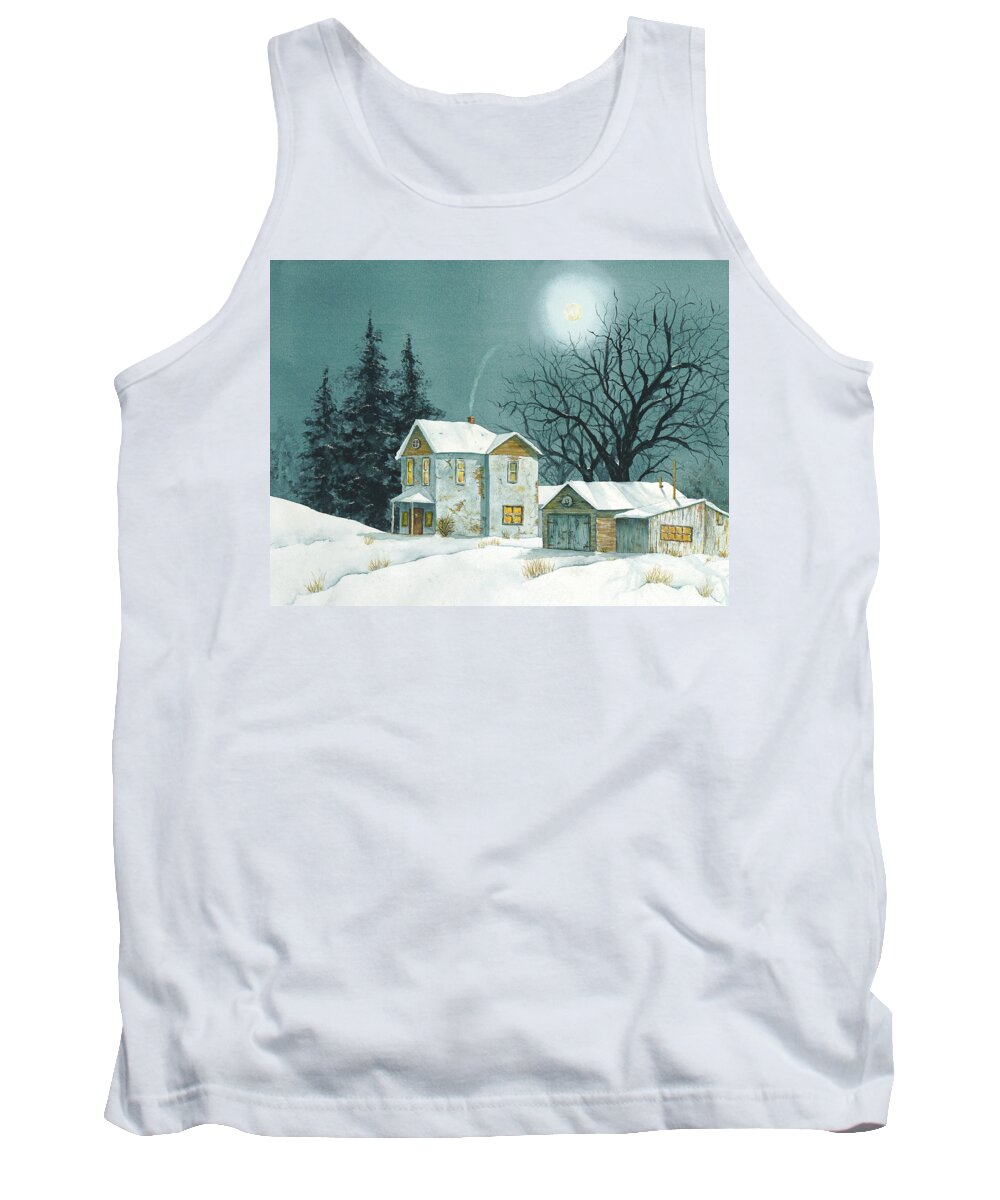 Full Moon Tank Top featuring the painting Winter Solstice by Lisa Debaets