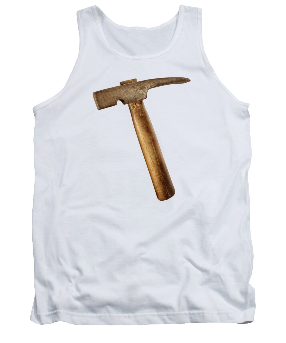 Antique Tank Top featuring the photograph Antique Plumb Masonry Hammer on Color Paper by YoPedro
