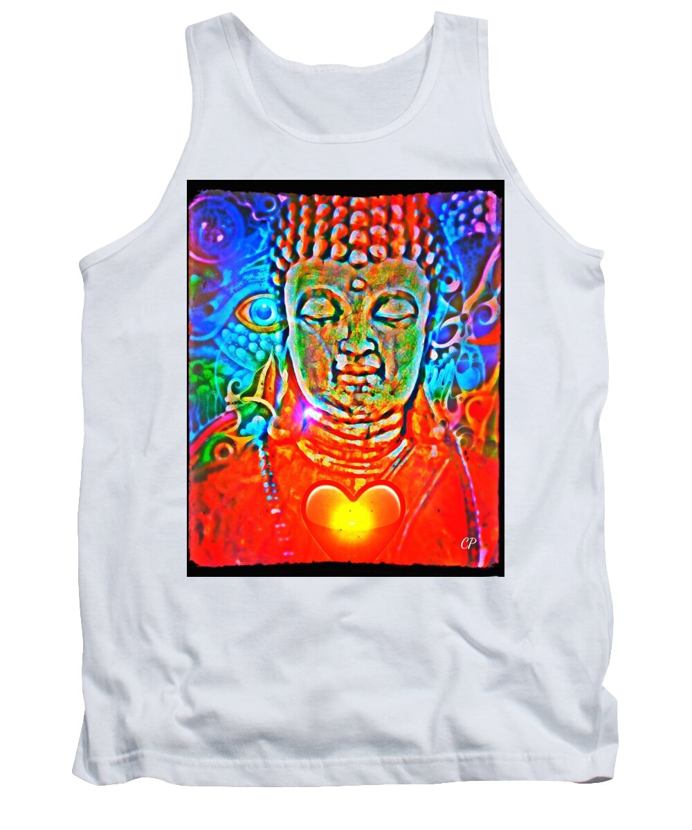 Buddha Tank Top featuring the mixed media Ascension wave by Christine Paris