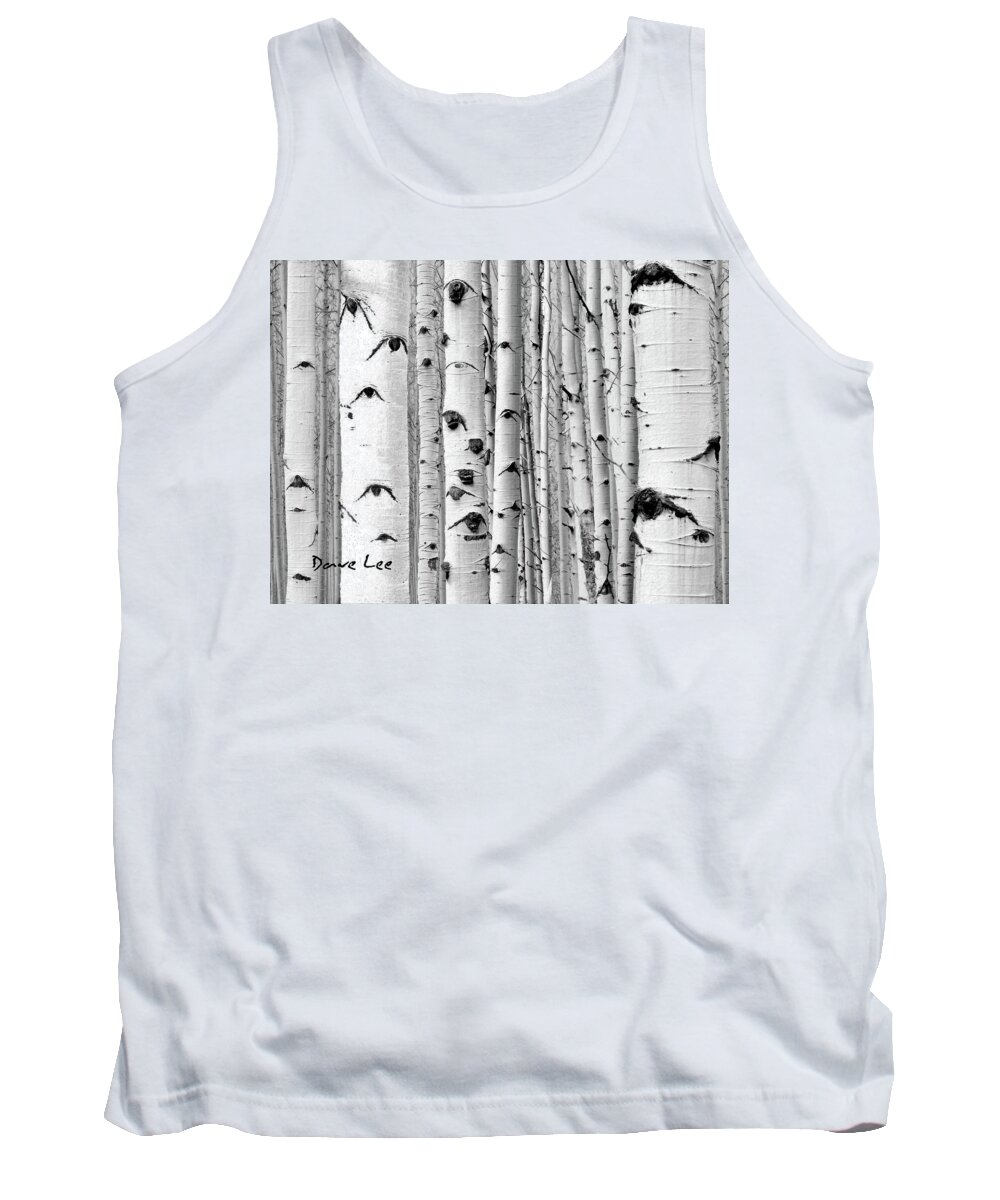 Aspens Tank Top featuring the mixed media Aspens Near and Far by Dave Lee