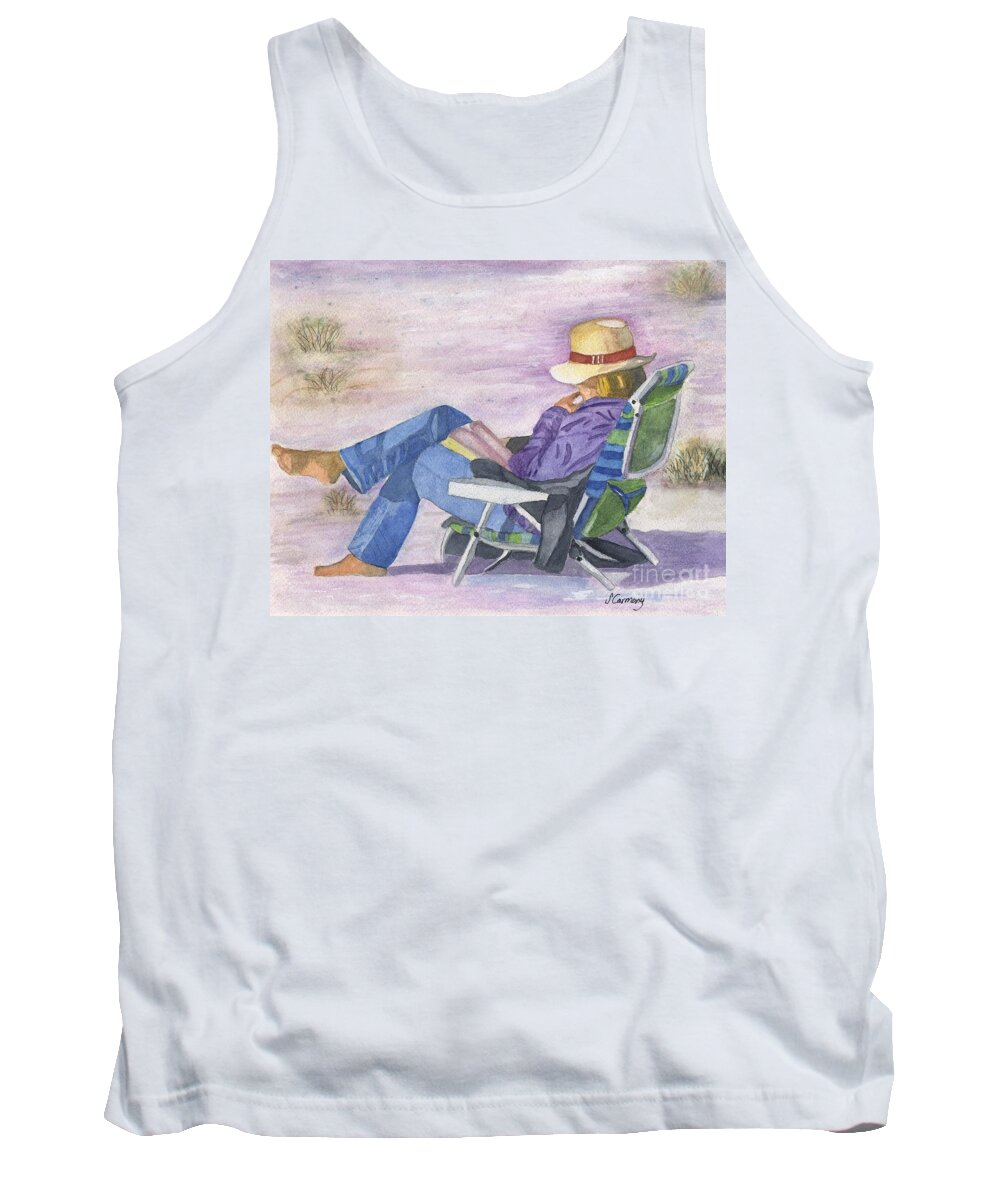 Beach Tank Top featuring the painting At the Beach by Sue Carmony