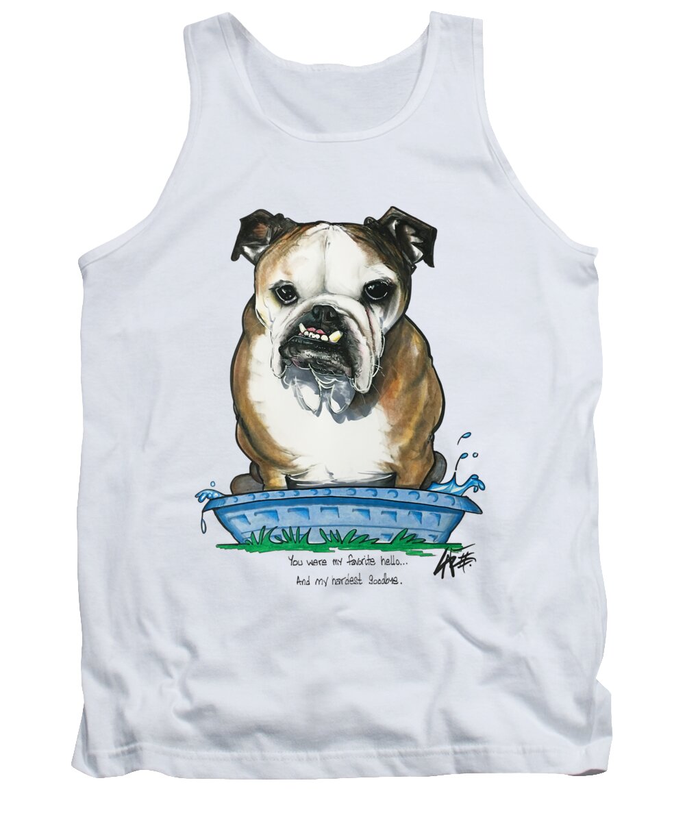 English Bulldog Tank Top featuring the drawing Aucoin 3846 by John LaFree