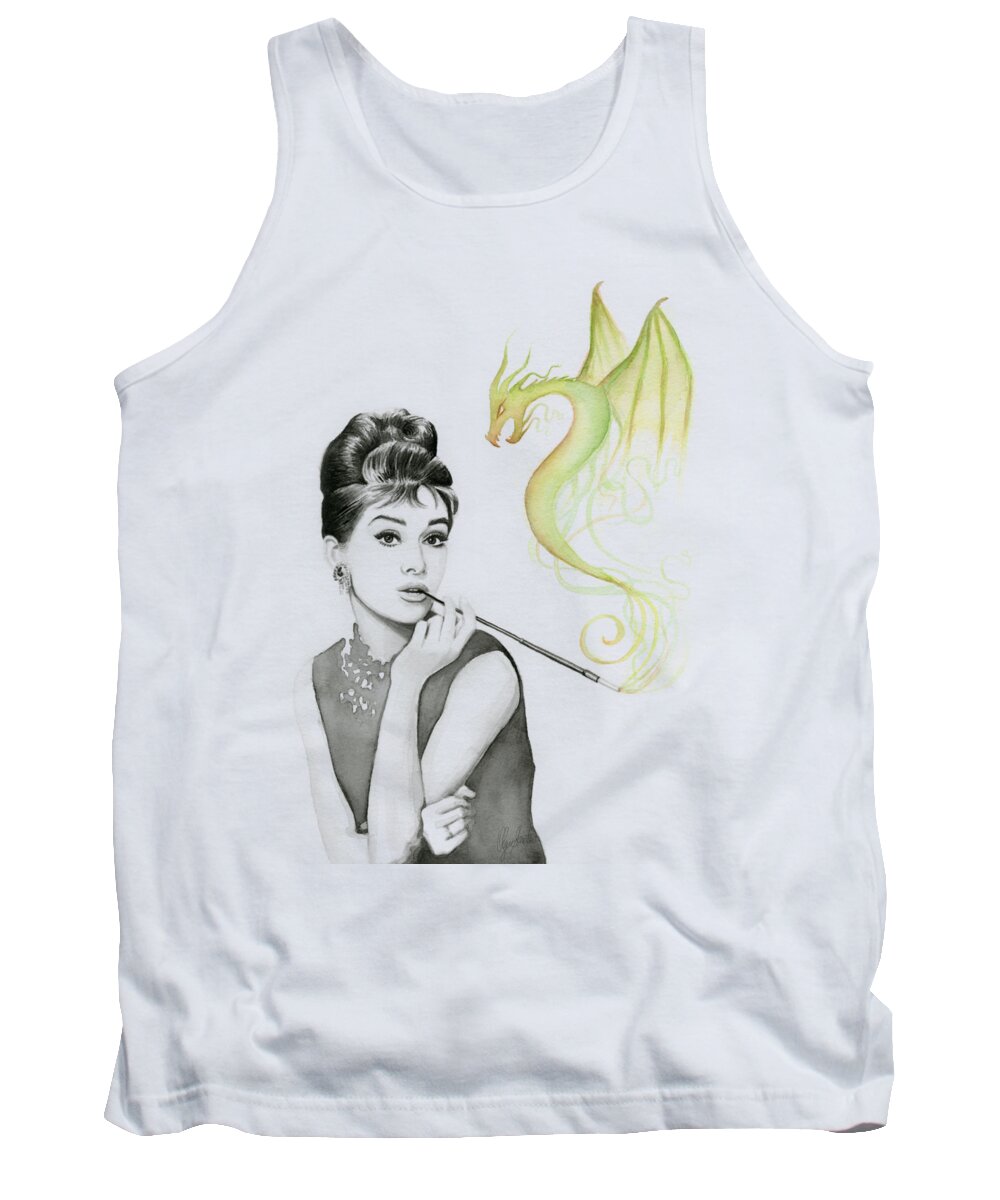 Audrey Tank Top featuring the painting Audrey and Her Magic Dragon by Olga Shvartsur