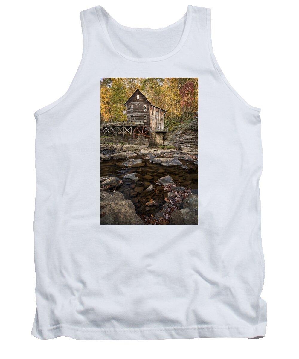 Old Mill Tank Top featuring the photograph Autumn At Babcock by Robert Fawcett