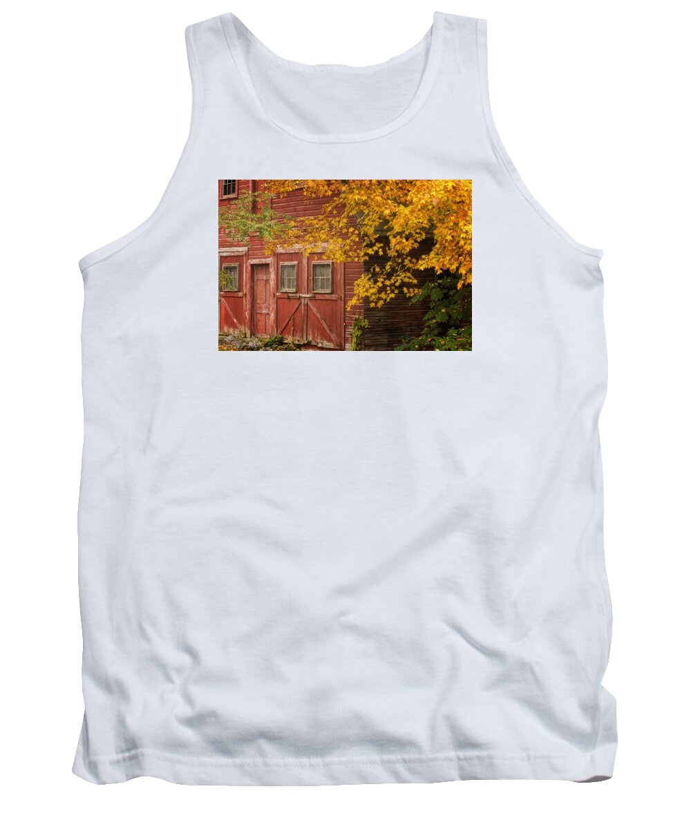 Putney Vermont Tank Top featuring the photograph Autumn Barn by Tom Singleton