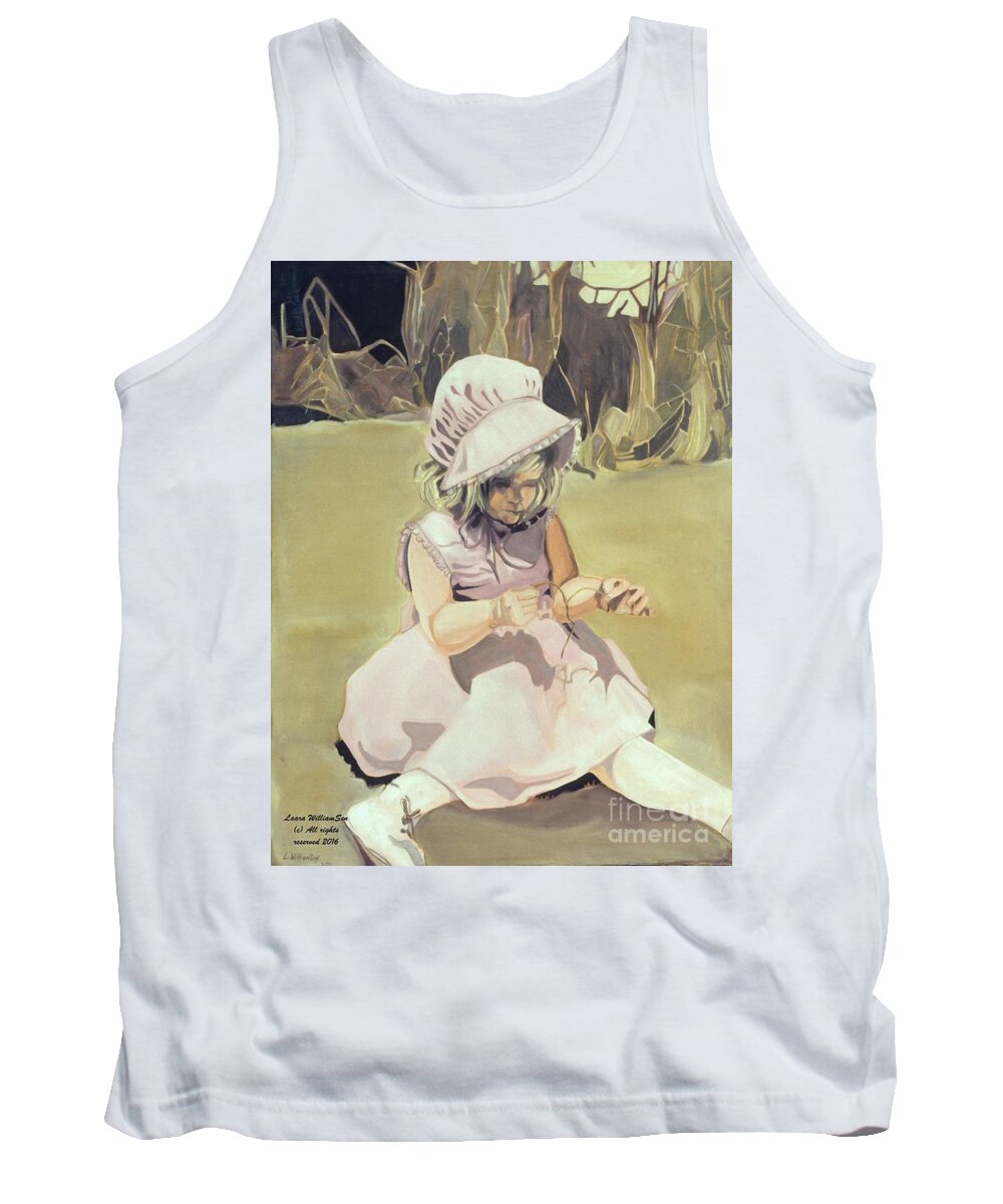 Little Girl Tank Top featuring the painting Baby Girl Discovering by Laara WilliamSen