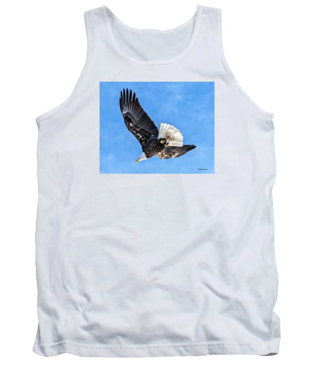 Bald Eagle Tank Top featuring the photograph Bald Eagle Leaving Tree by Stephen Johnson