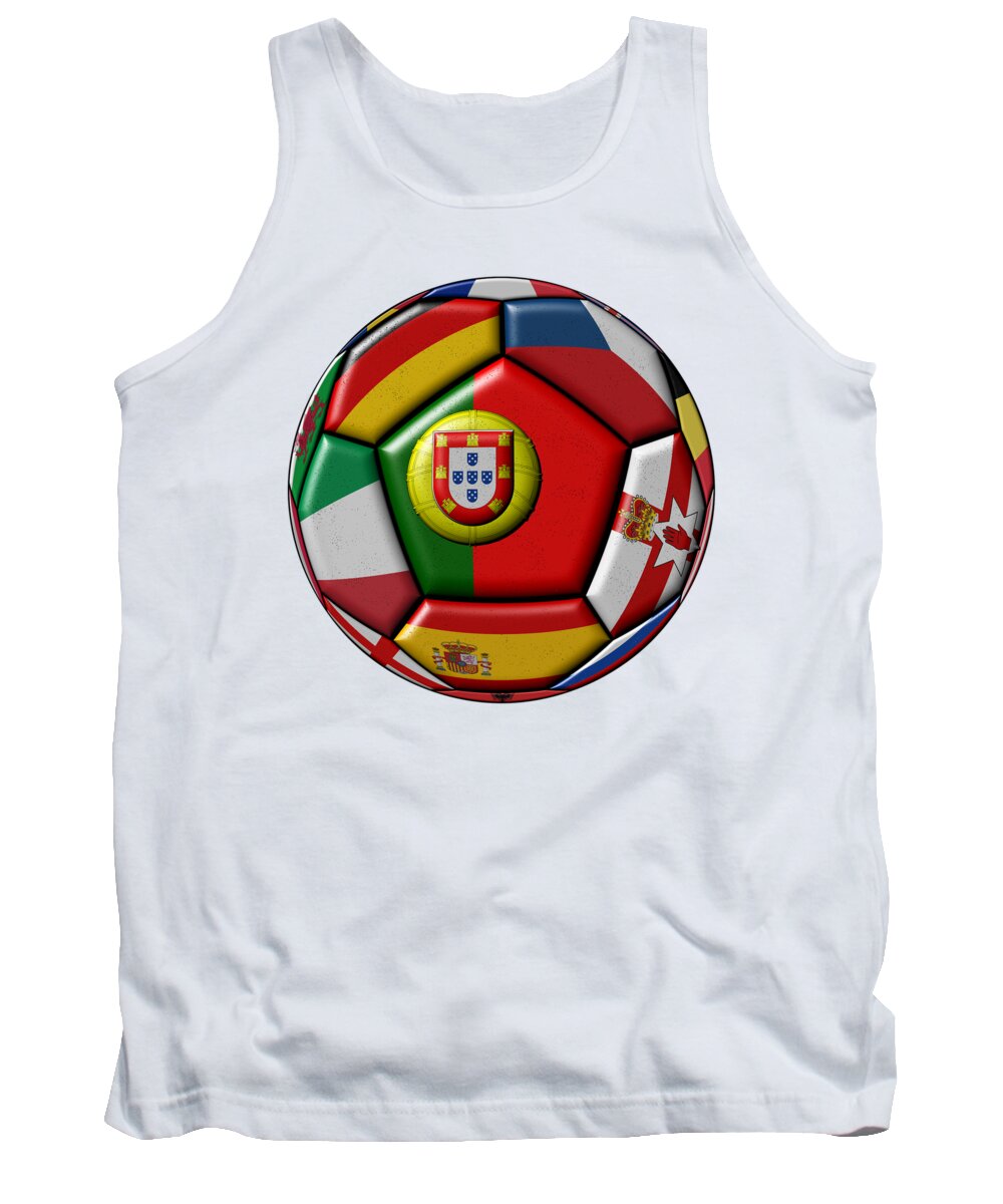 Europe Tank Top featuring the digital art Ball with flag of Portugal in the center by Michal Boubin
