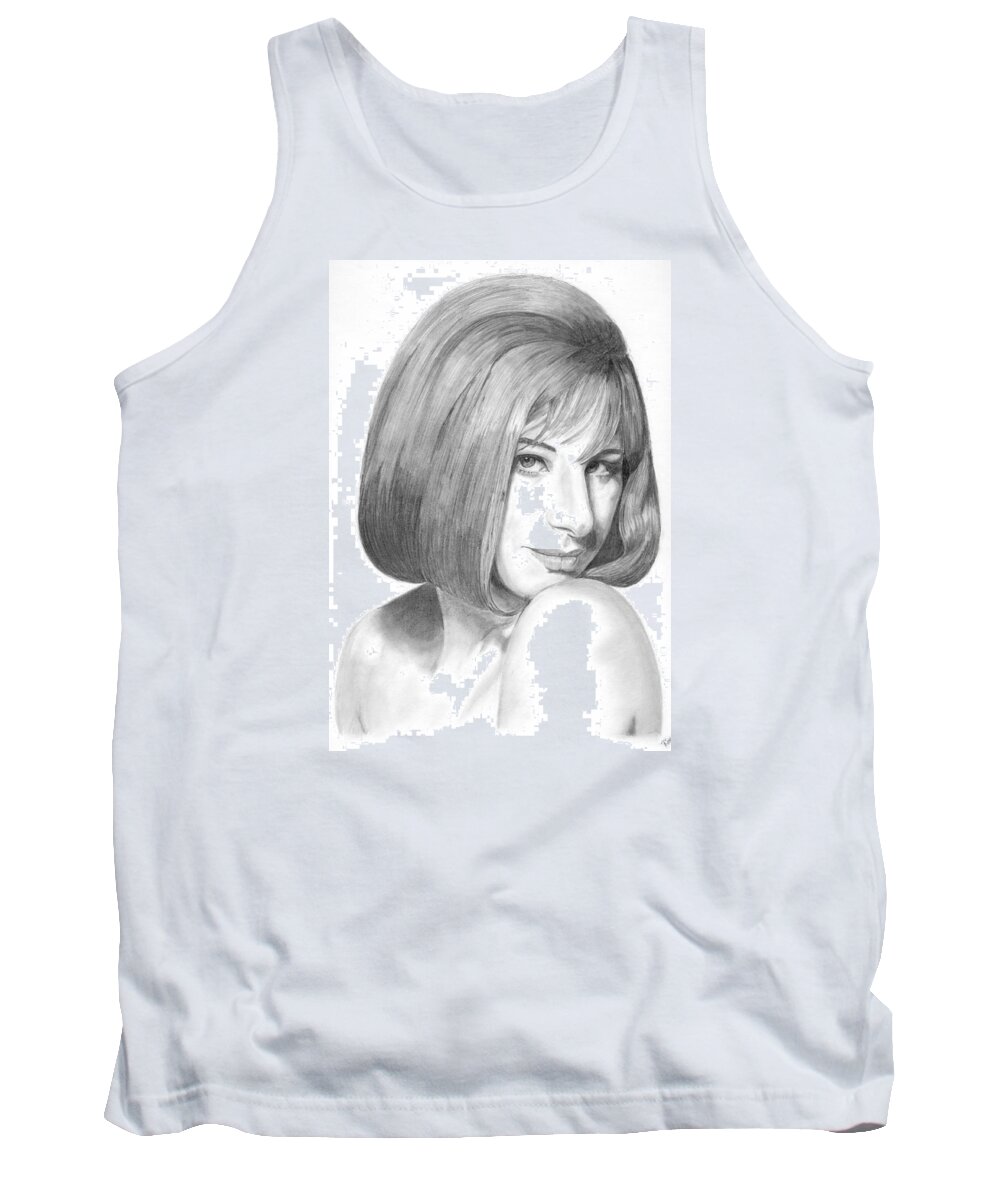 Singer Tank Top featuring the drawing Barbra Streisand by Rob De Vries