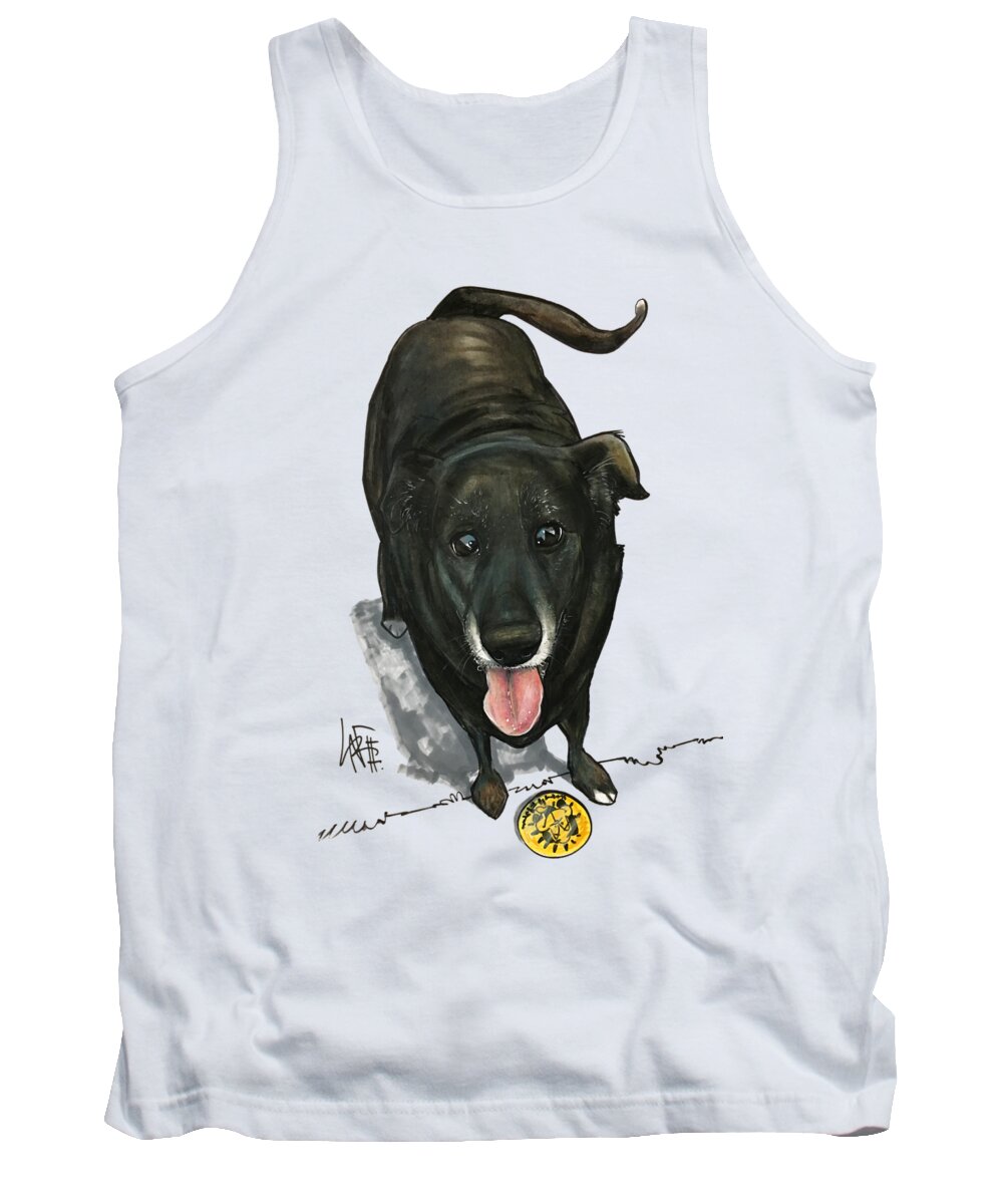 Pet Portrait Tank Top featuring the drawing Bartlett 3021 by Canine Caricatures By John LaFree