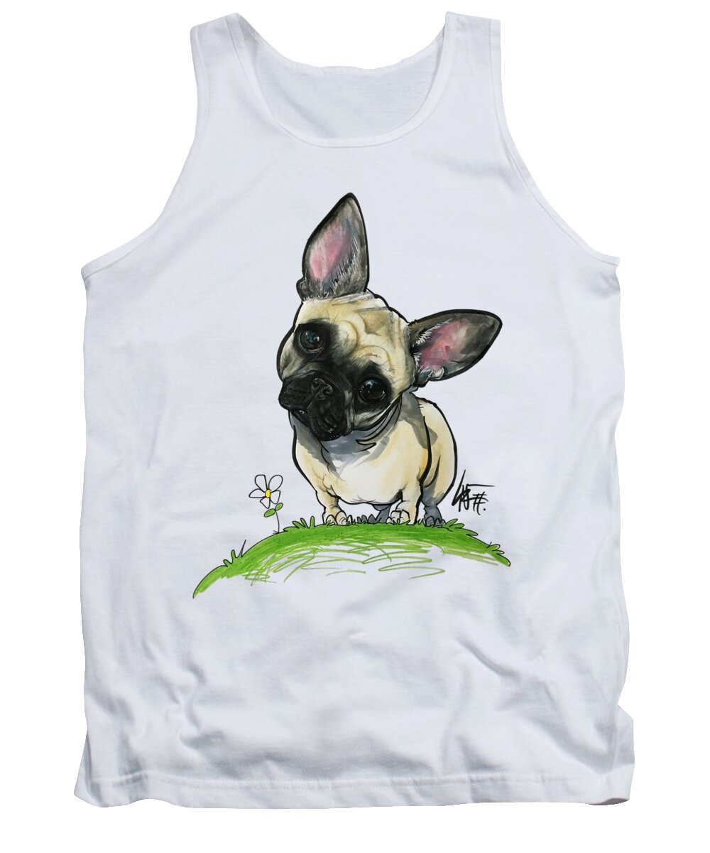 French Bulldog Tank Top featuring the drawing Basher 3880 by Canine Caricatures By John LaFree