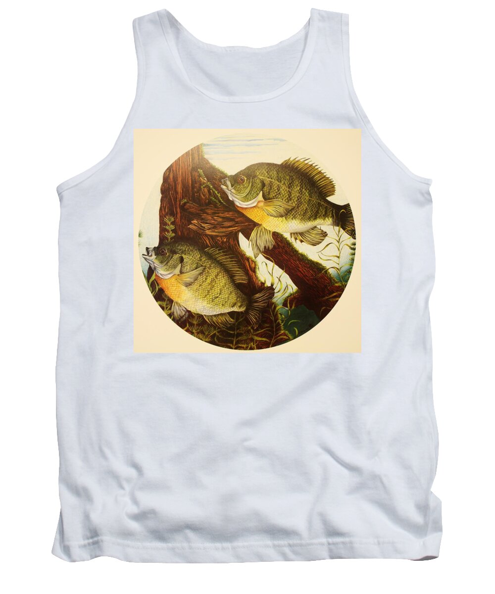 Fishing Tank Top featuring the drawing Basking Bluegills by Bruce Bley