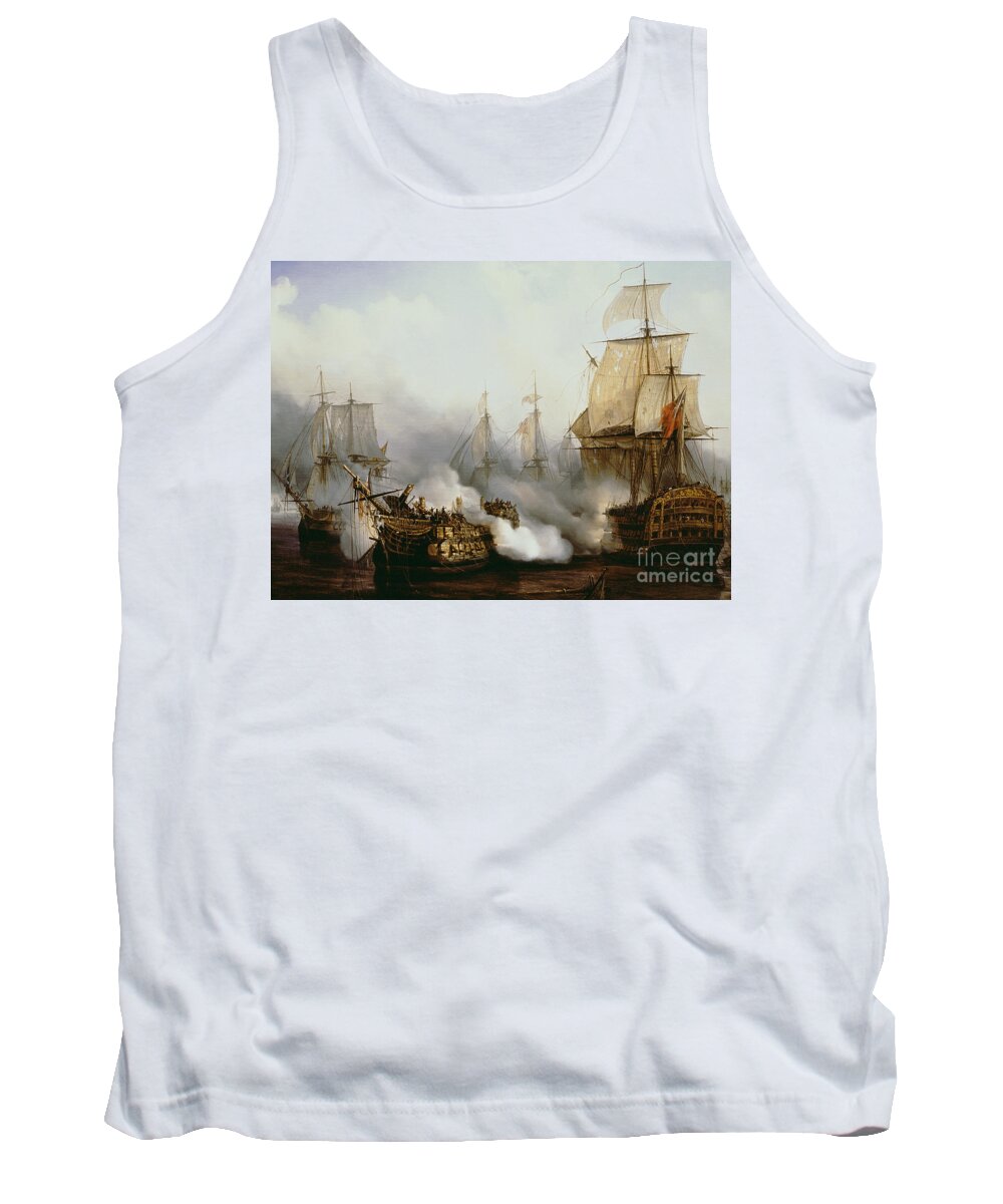 Battle Of Trafalgar By Louis Philippe Crepin Tank Top featuring the painting Battle of Trafalgar by Louis Philippe Crepin