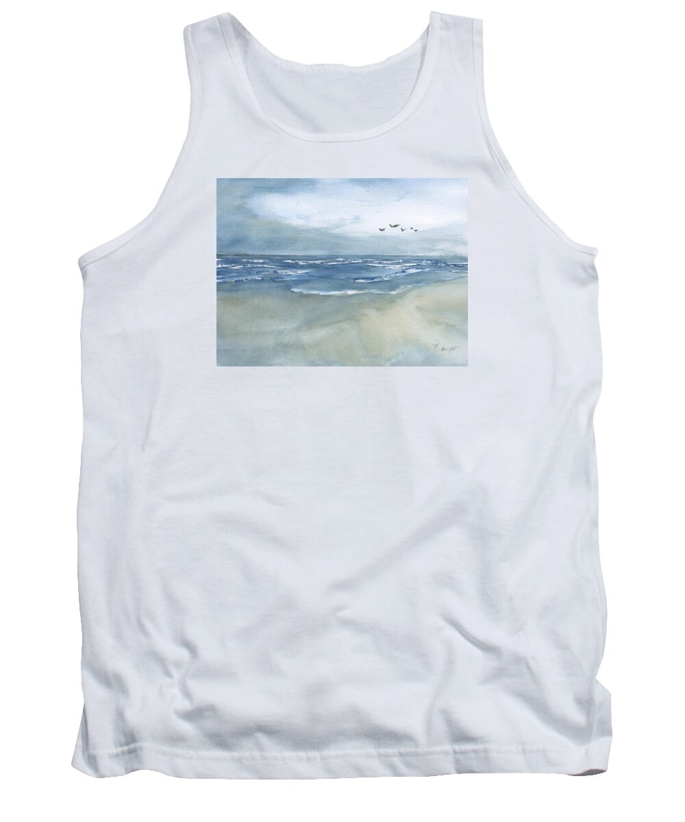 Beach Blue Tank Top featuring the painting Beach Blue by Frank Bright