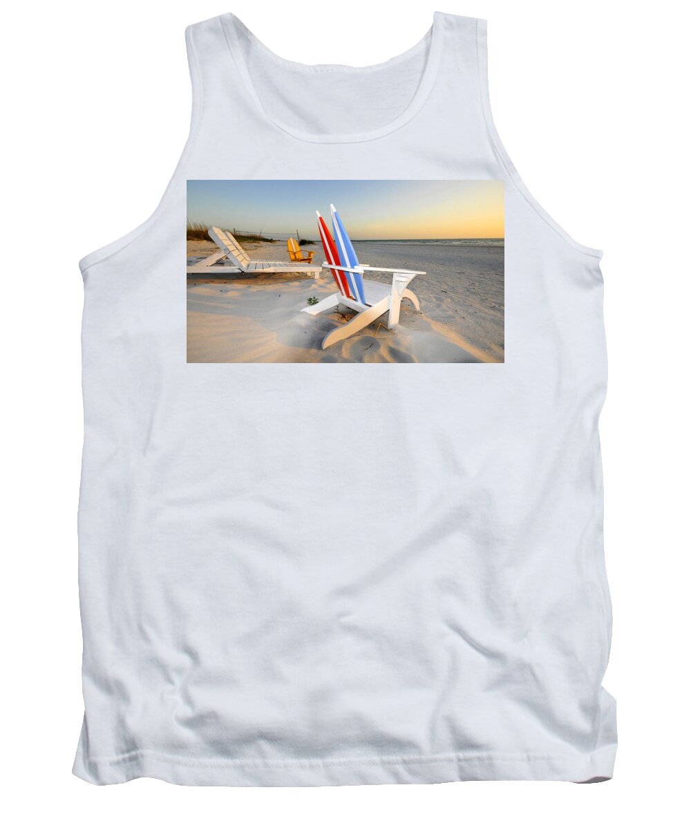 Paradise Tank Top featuring the photograph Beach Chair Paradise by David Lee Thompson