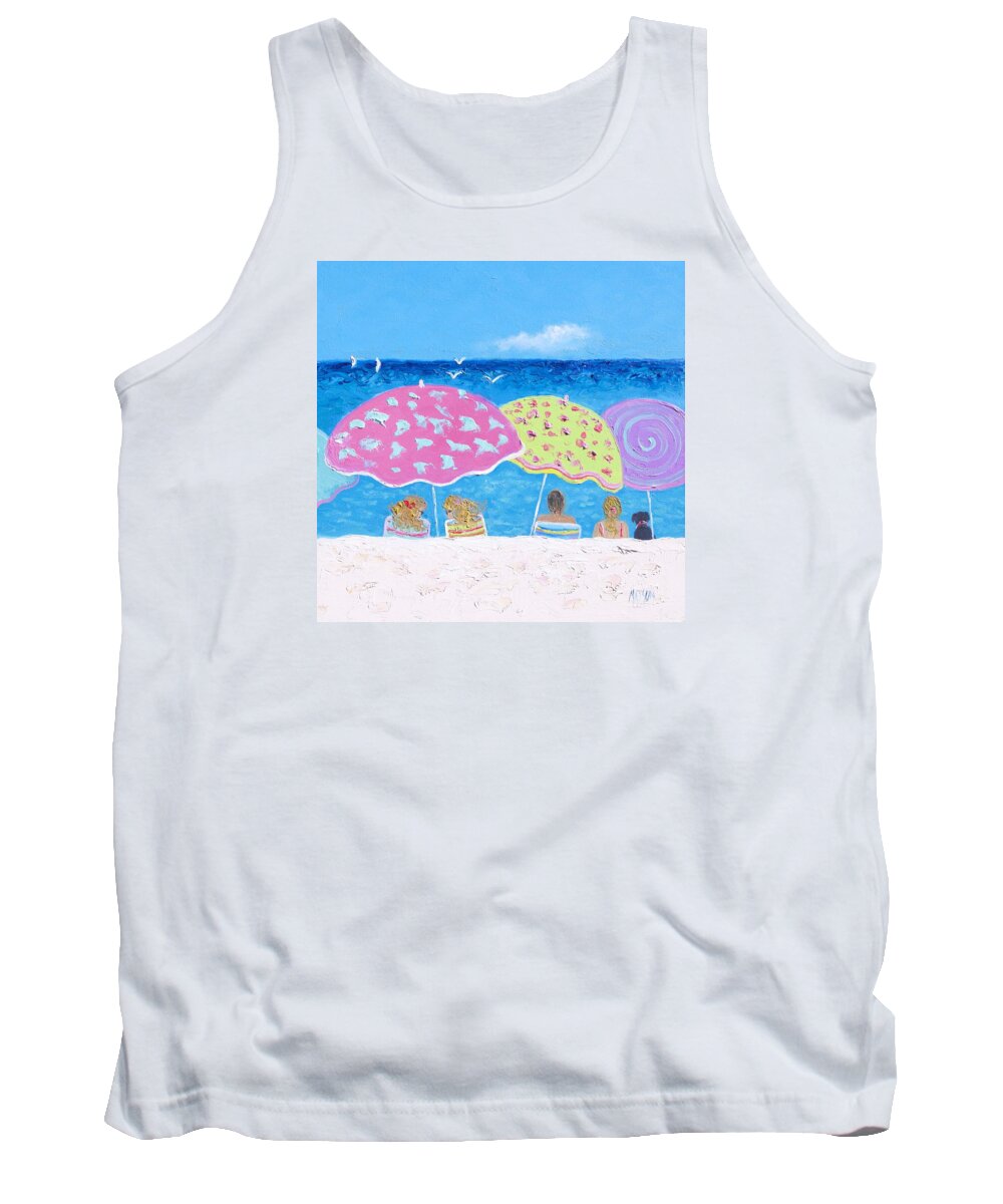 Beach Tank Top featuring the painting Beach Painting - Lazy Summer Days by Jan Matson