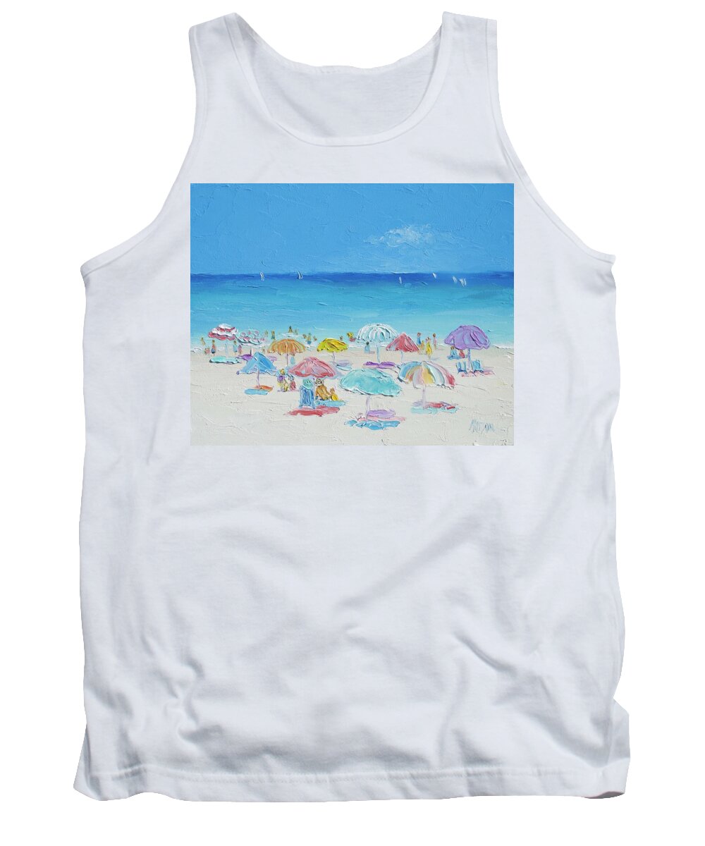Beach Tank Top featuring the painting Beach Painting - Summer Paradise by Jan Matson