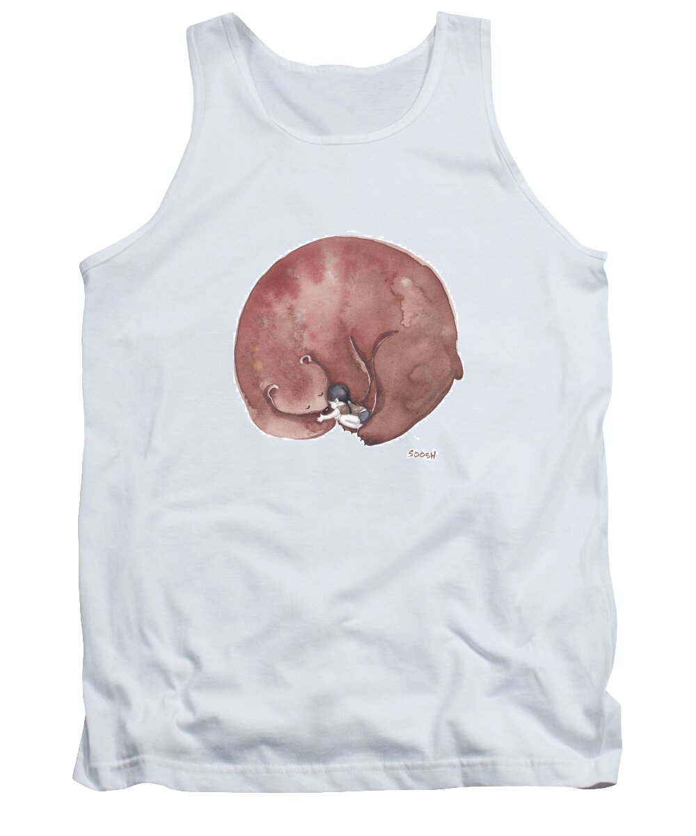 Illustration Tank Top featuring the painting Bear Hug by Soosh 