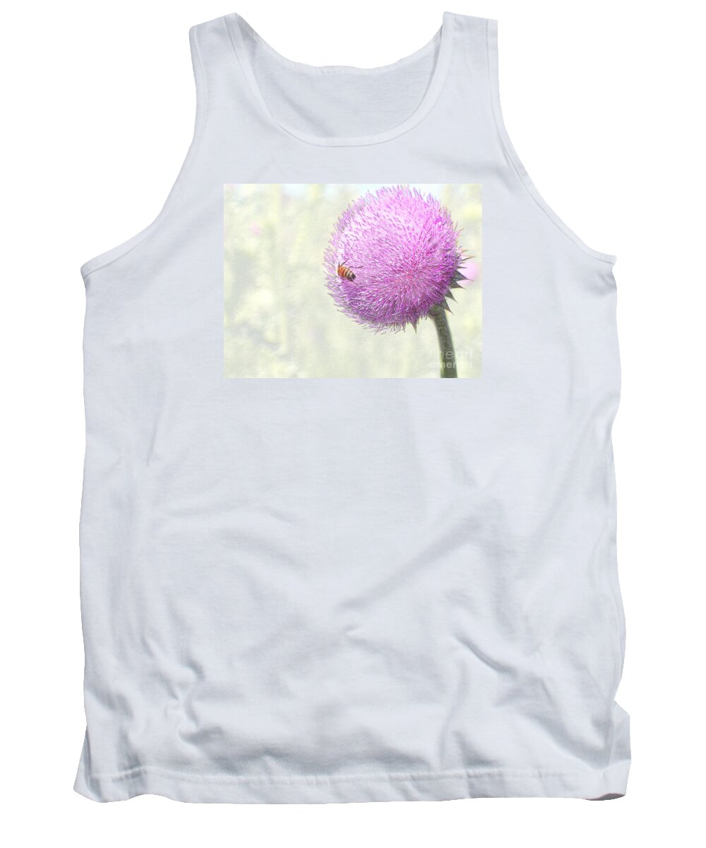 Bee Giant Thistle Plant Honeybee Craig Walters A An The Photo Art Artist Photograph Digital Landscape Pink Outdoors Photographic Artists Tank Top featuring the digital art Bee on Giant Thistle by Craig Walters