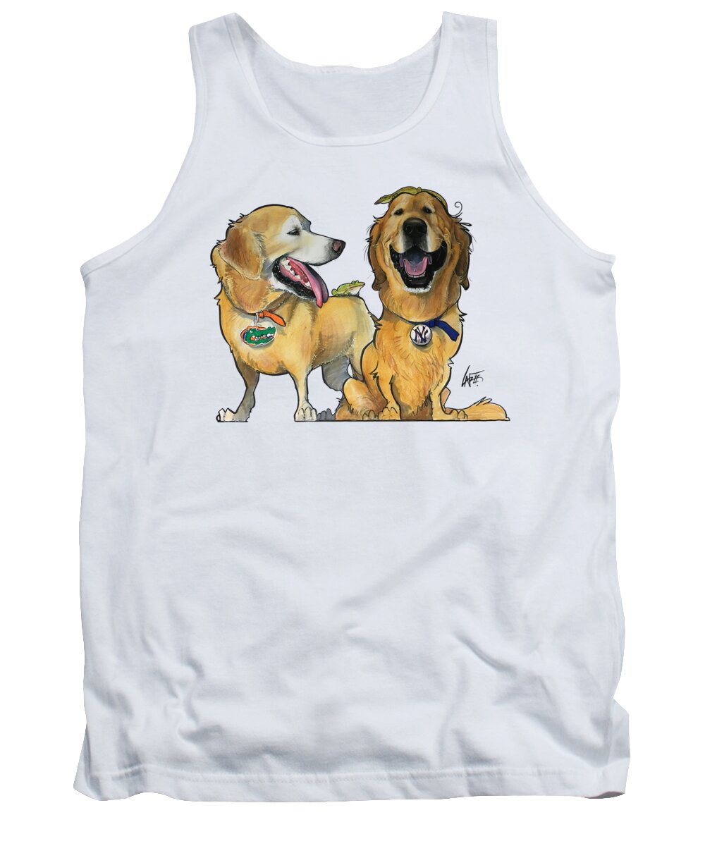 Golden Retriever Tank Top featuring the drawing Beer 3924 by Canine Caricatures By John LaFree