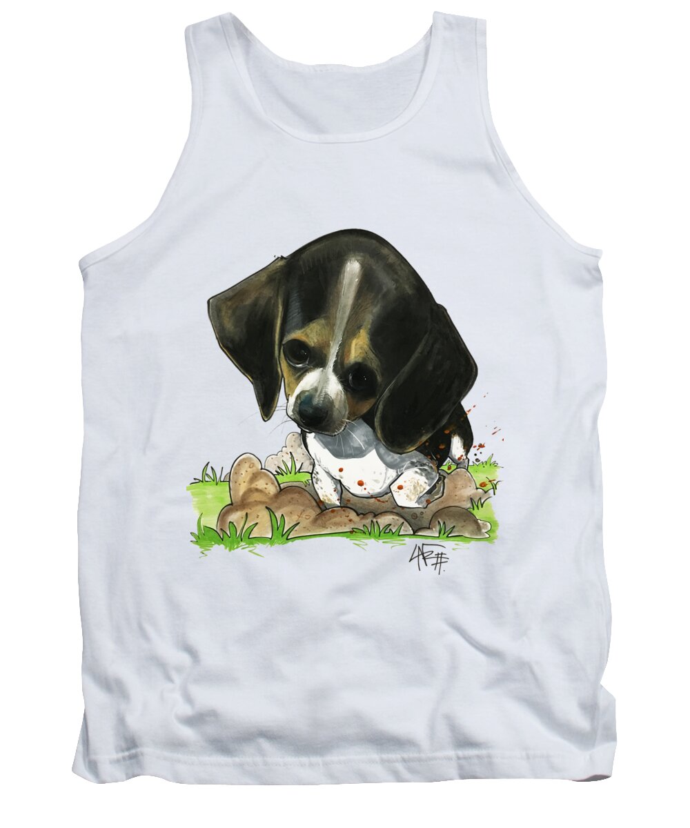 Pet Portrait Tank Top featuring the drawing Begley 3204 by Canine Caricatures By John LaFree