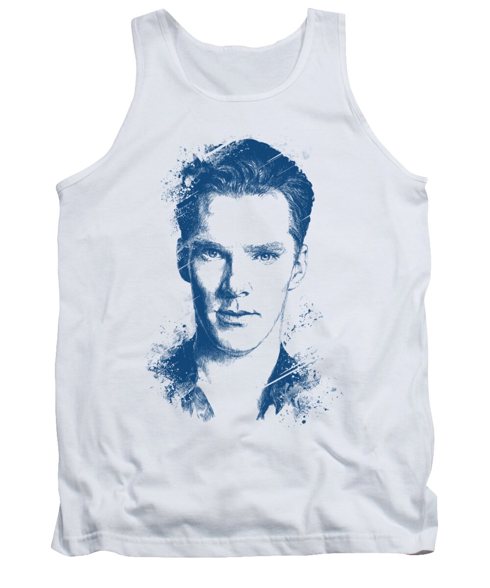 Benedict Drawings Tank Top featuring the digital art Benedict Cumberbatch Portrait by Chad Lonius