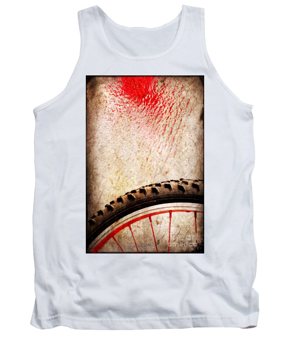 Abstract Tank Top featuring the photograph Bike wheel Red spray by Silvia Ganora