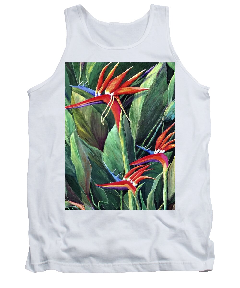 Plants Tank Top featuring the painting Birds Of Paradise by Jane Ricker