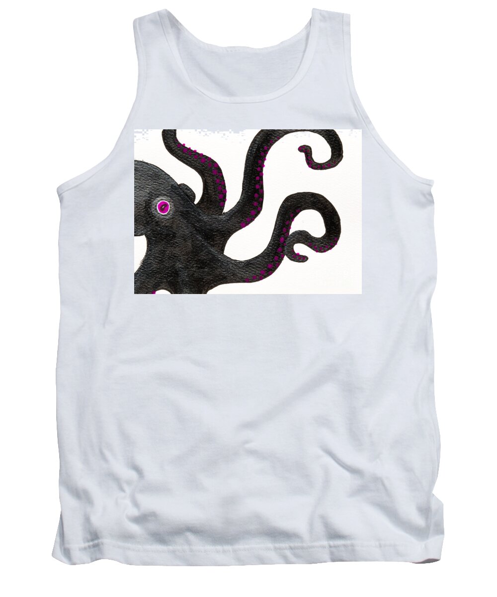 Octopus Tank Top featuring the painting Black and purple octopus by Stefanie Forck