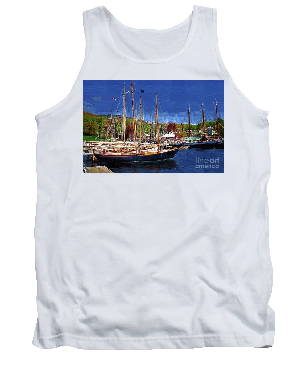 Sailboats Tank Top featuring the digital art Black Sailboats by Kirt Tisdale