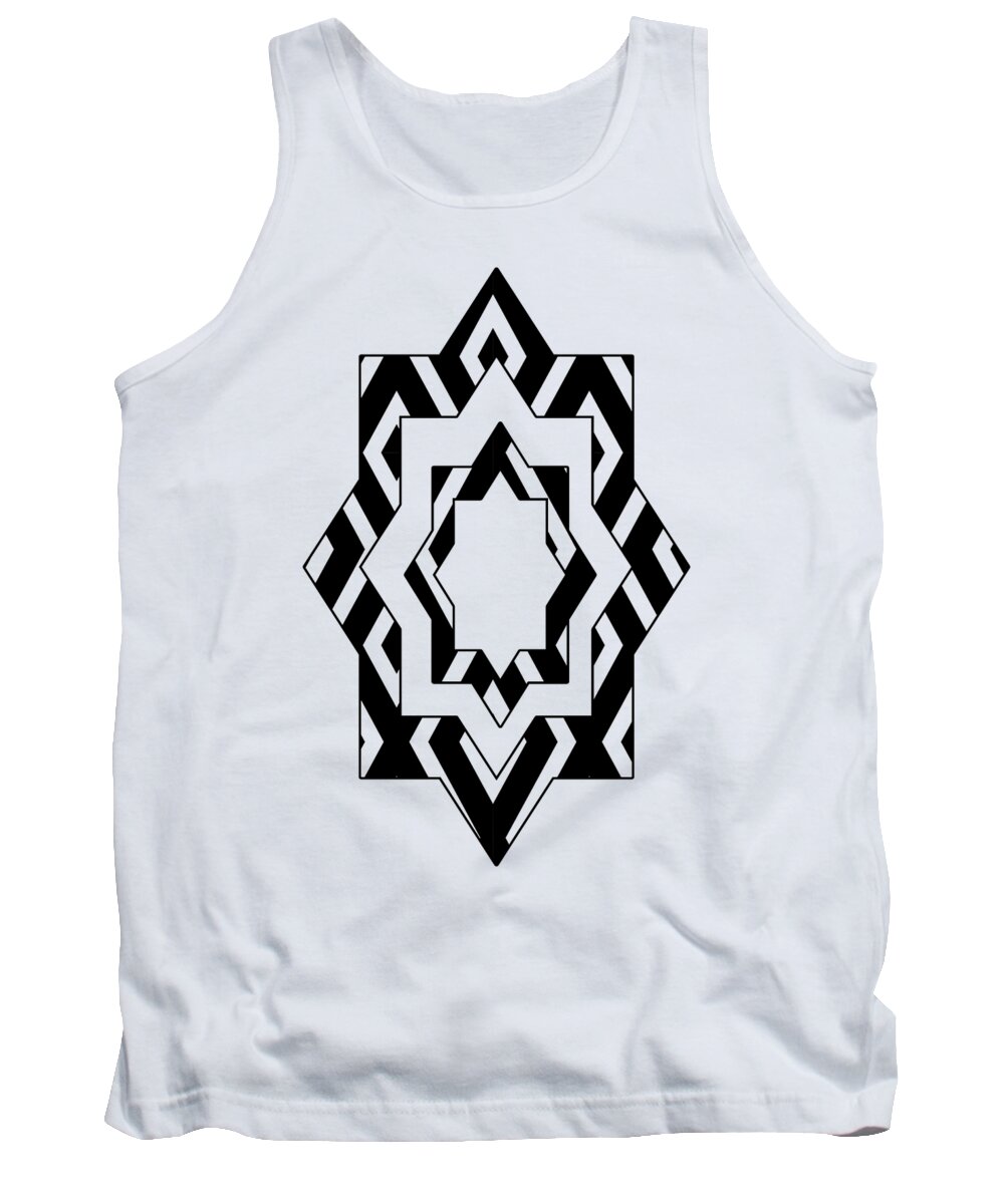 Black And White Tank Top featuring the mixed media Black White Pattern Art by Christina Rollo