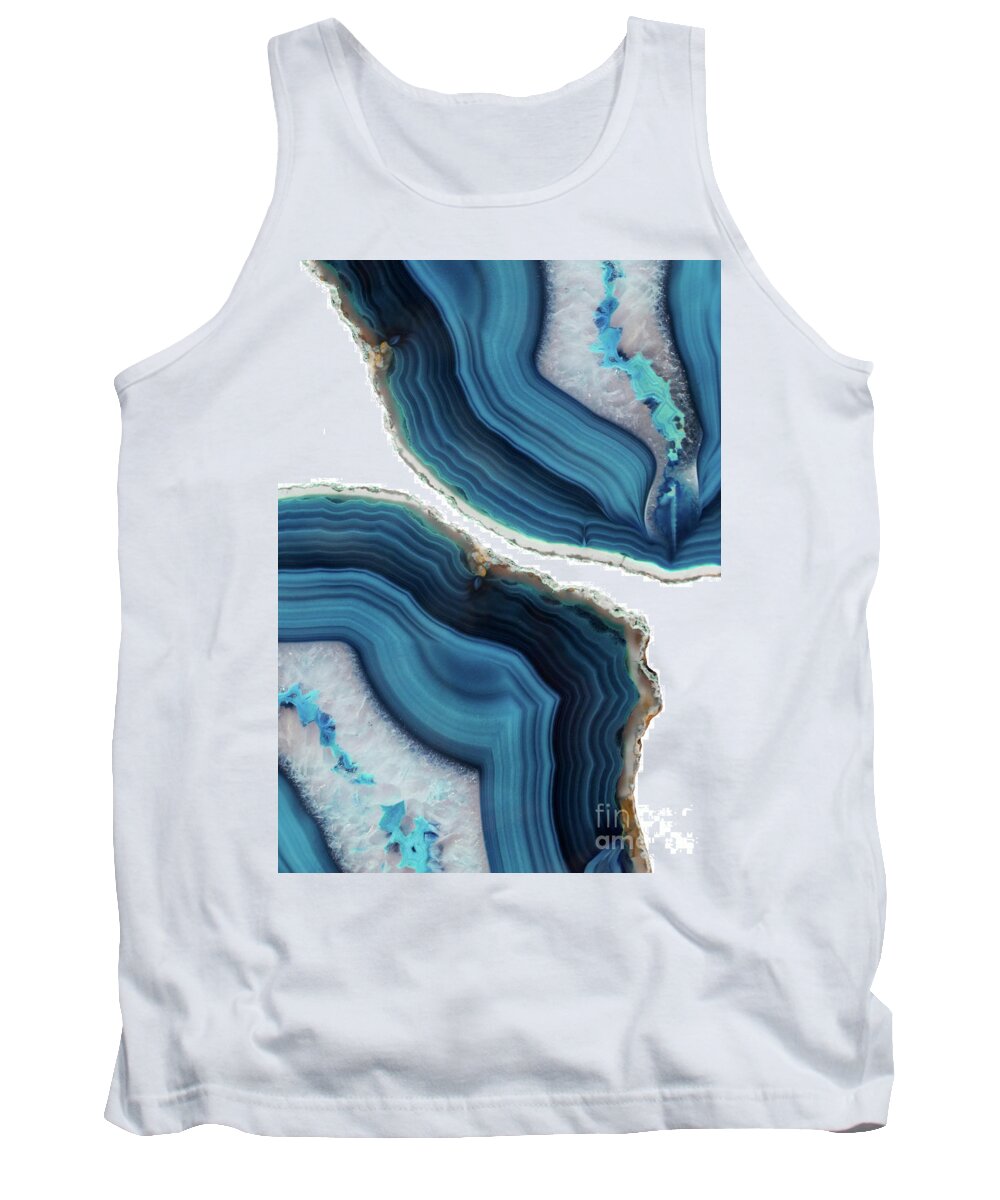 Blue Tank Top featuring the mixed media Blue Agate by Emanuela Carratoni