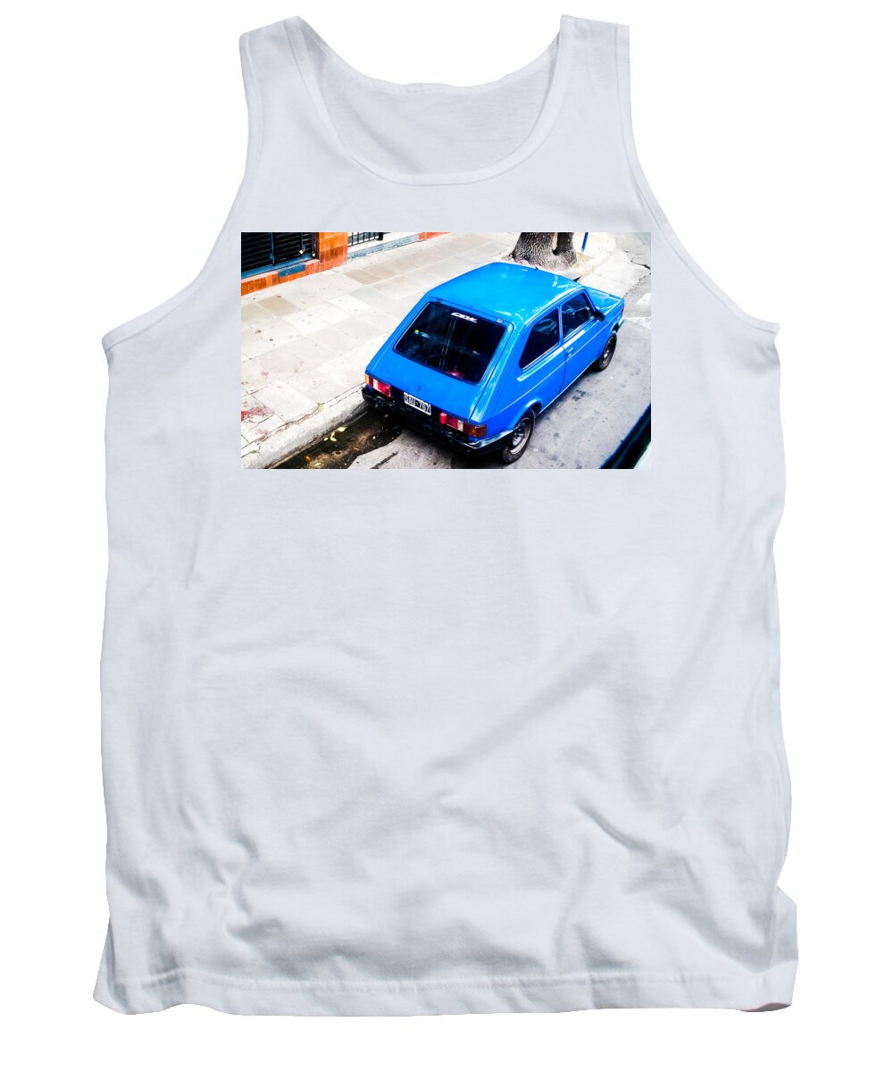 Vintage Tank Top featuring the photograph Blue Car by Cesar Vieira