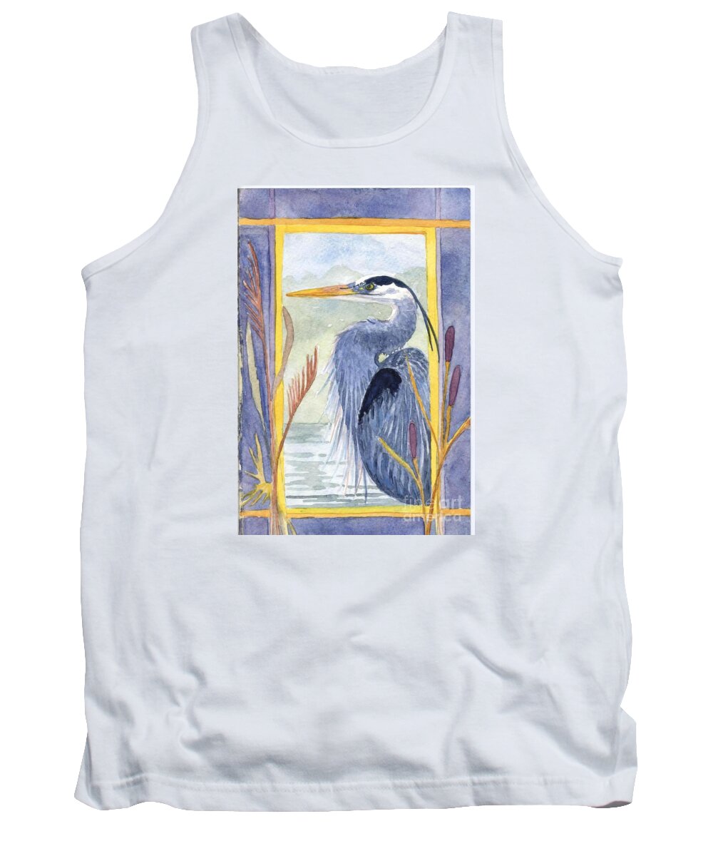 Heron Tank Top featuring the painting Blue Heron by Anne Marie Brown