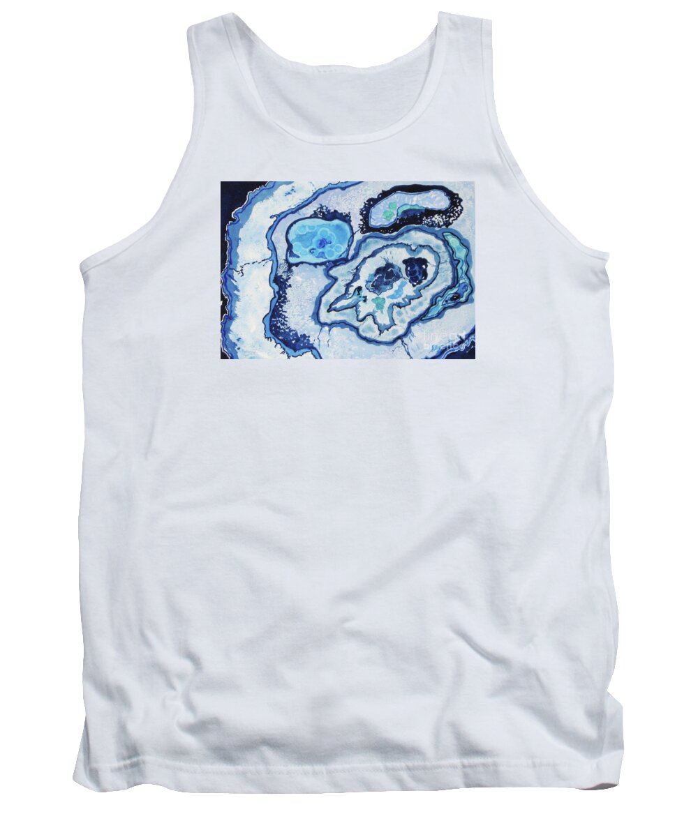 Abstract Tank Top featuring the painting Blue Lace Agate I by Ellen Levinson