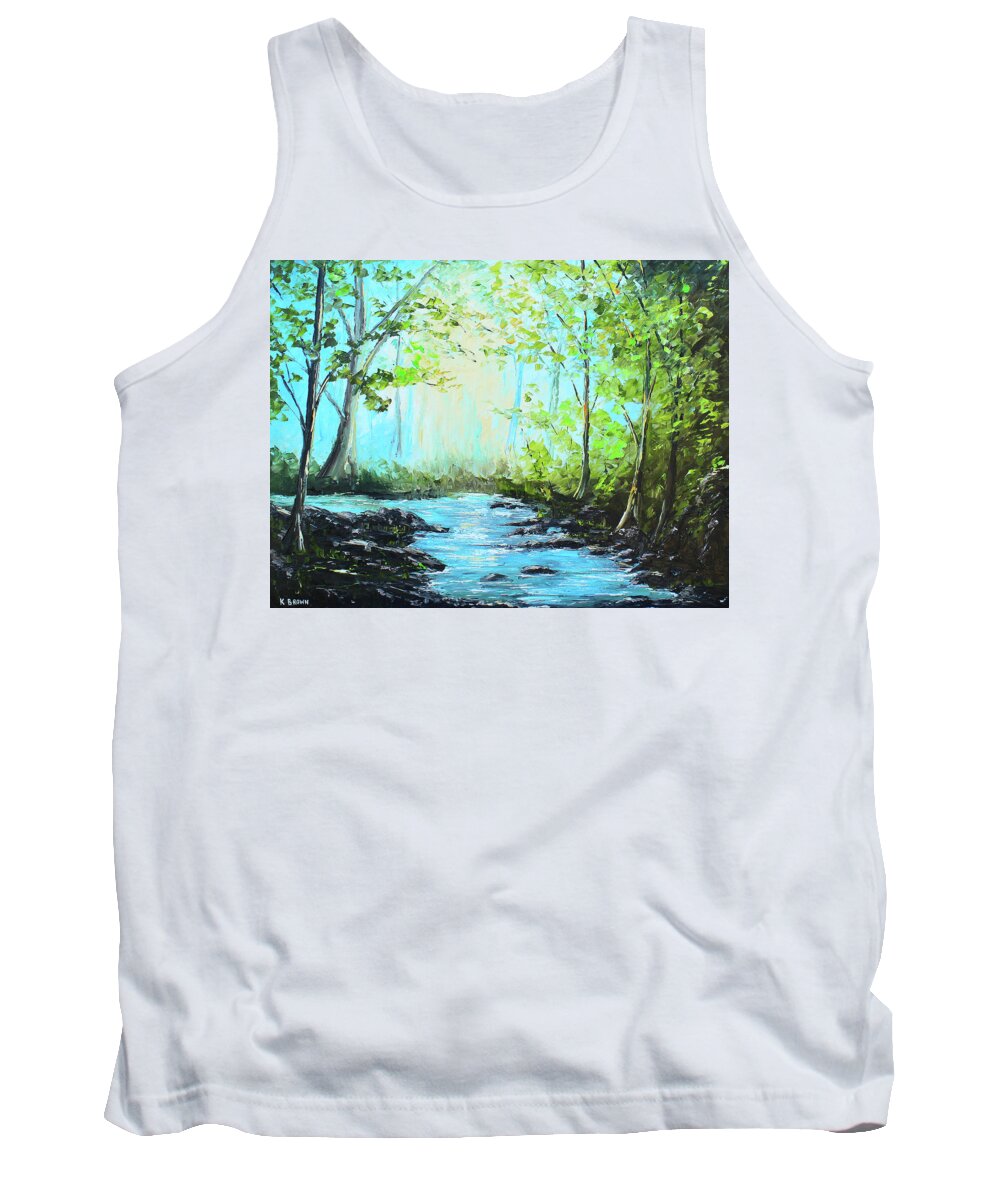  Landscape Paintings Tank Top featuring the painting Blue Stream by Kevin Brown